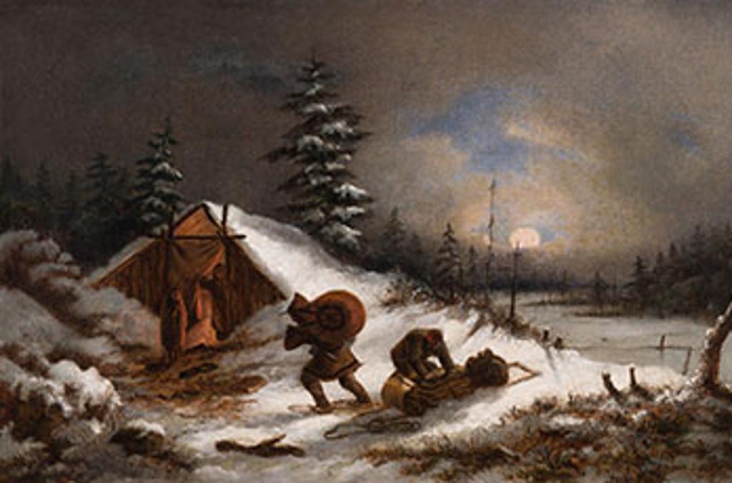 Cornelius David Krieghoff (1815-1872) - Camp at Moonlight