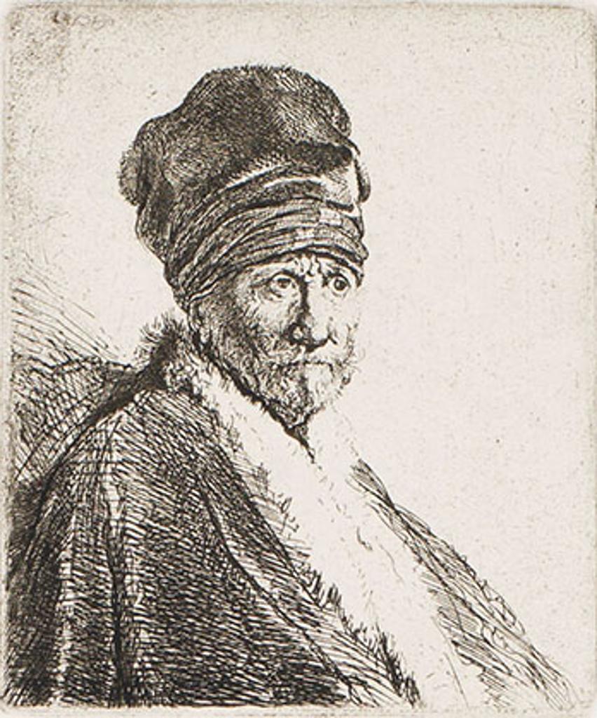 Rembrandt Harmenszoon van Rijn (1606-1669) - Bust of a Man Wearing a High Cap; Three-Quarters Right