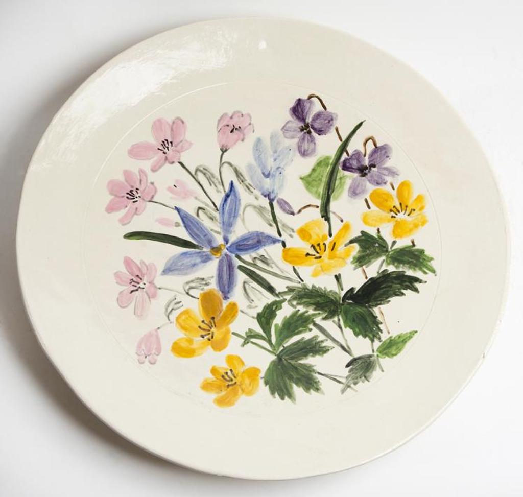 Maria Gakovic (1913-1999) - Untitled - Plate With Pink and Yellow Flowers