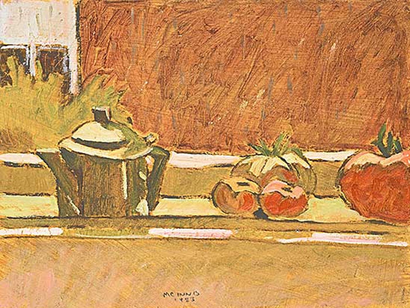 Robert Francis Michael McInnis (1942) - Study in Red and Green on a Rainy Day