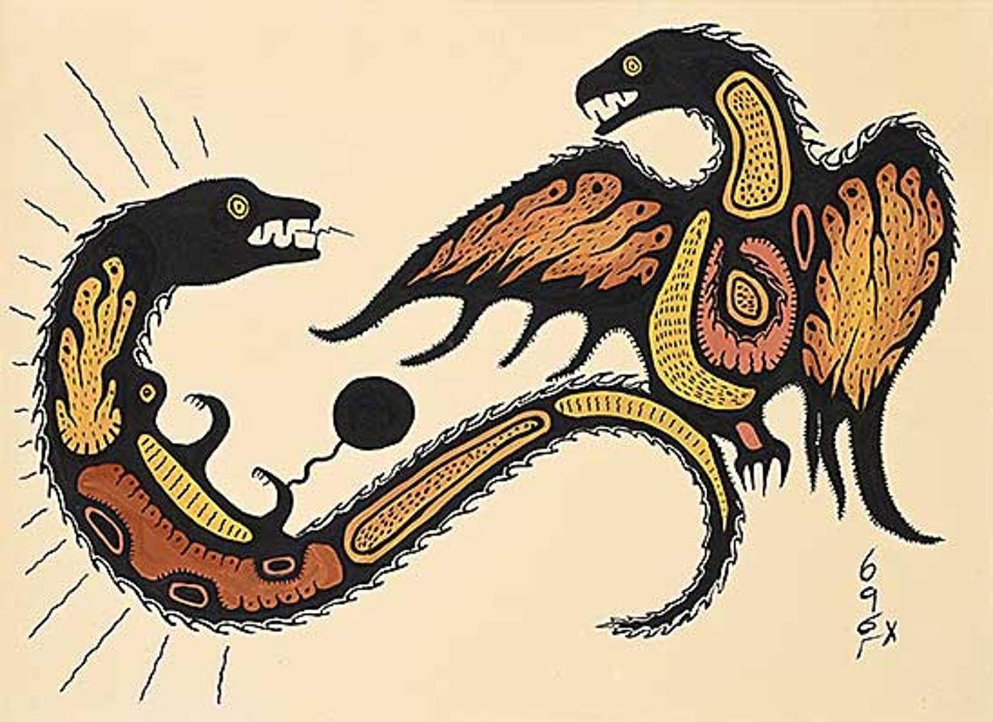 Joshim (Josh) Kakegamic (1952-1993) - Untitled - Eagle and Serpent