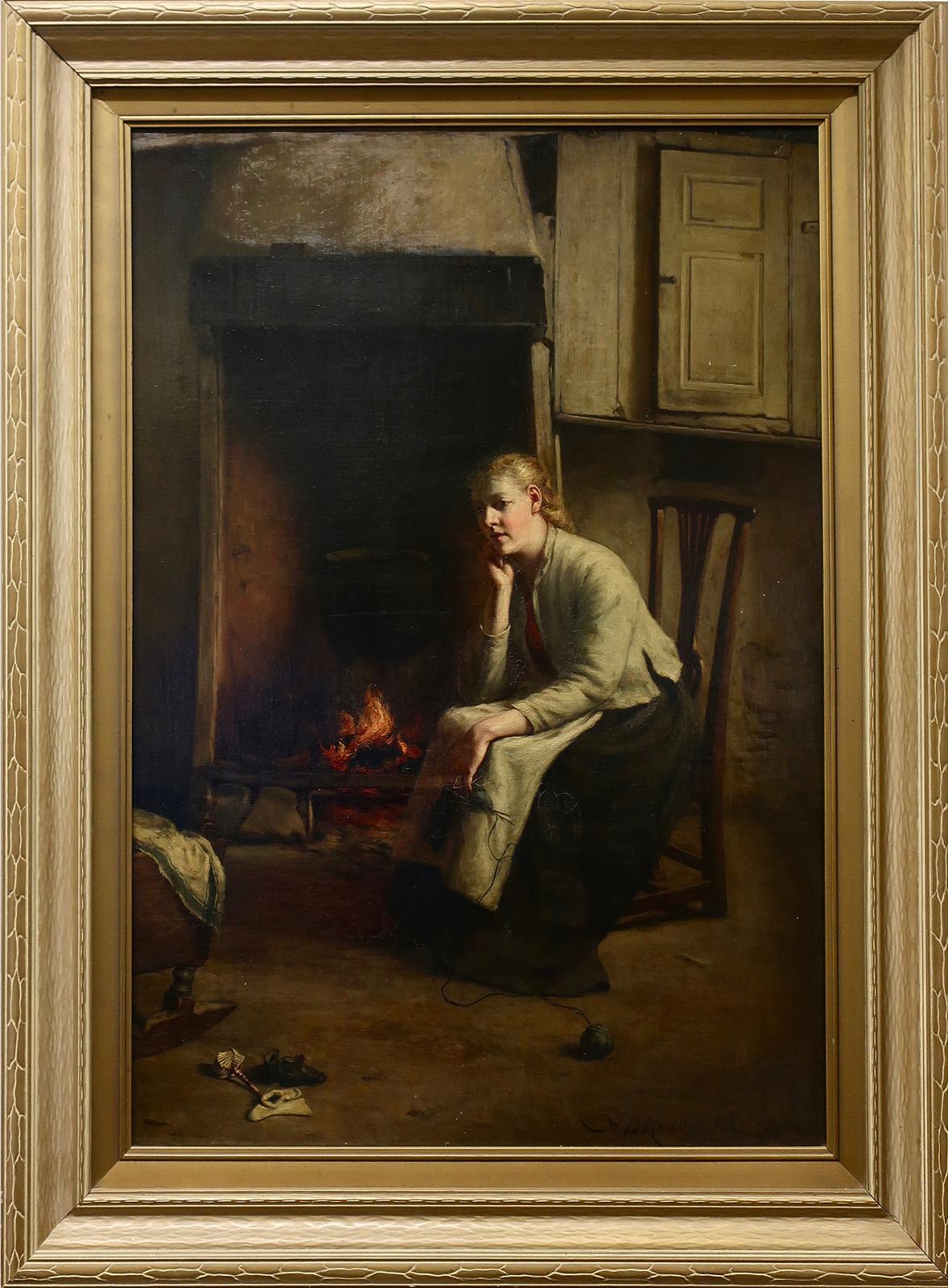 A.M. MacDonald - Knitting By The Fireplace