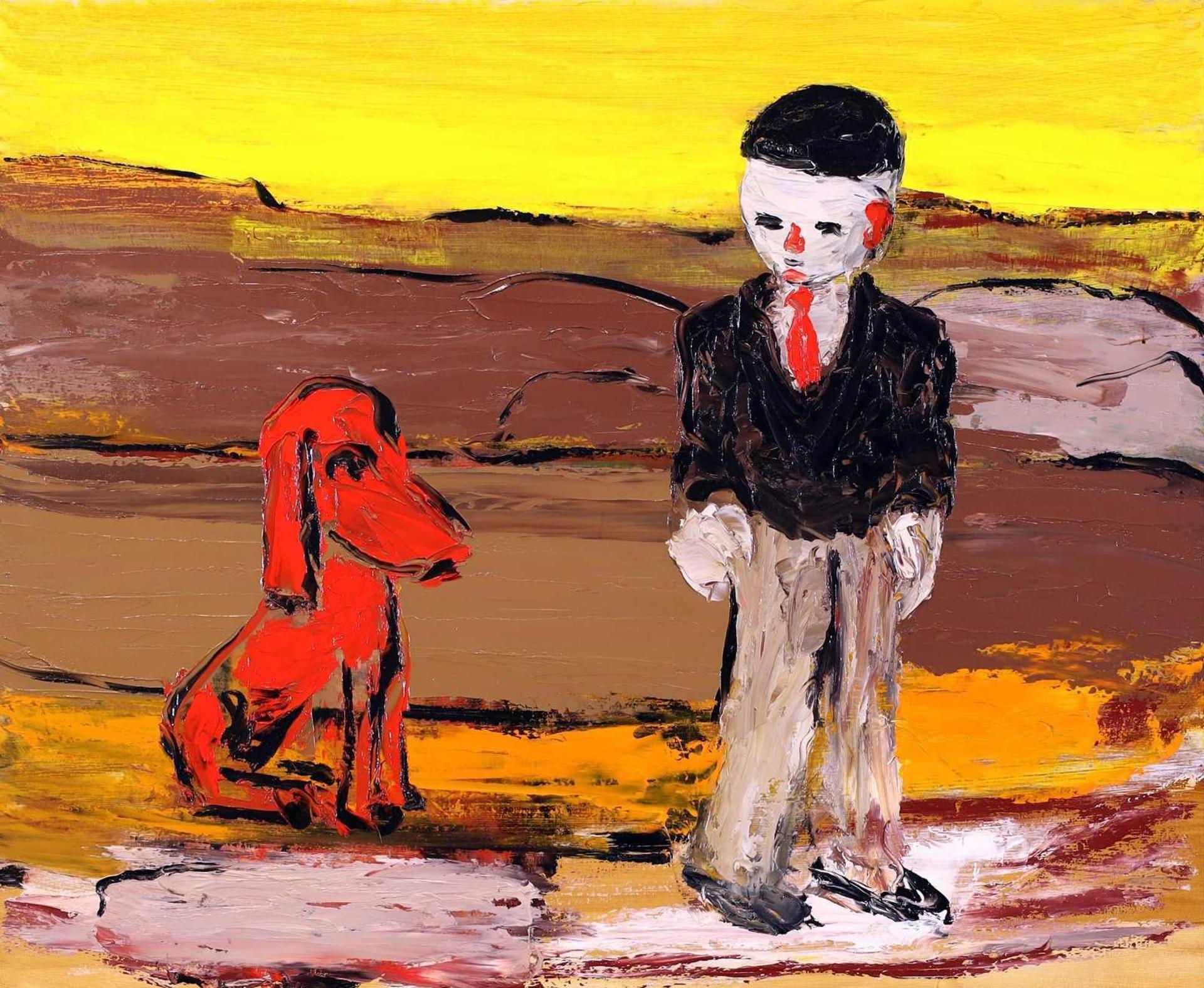 Gunnar Löberg (1893-1950) - Walking The Dog On The Beach; 1946