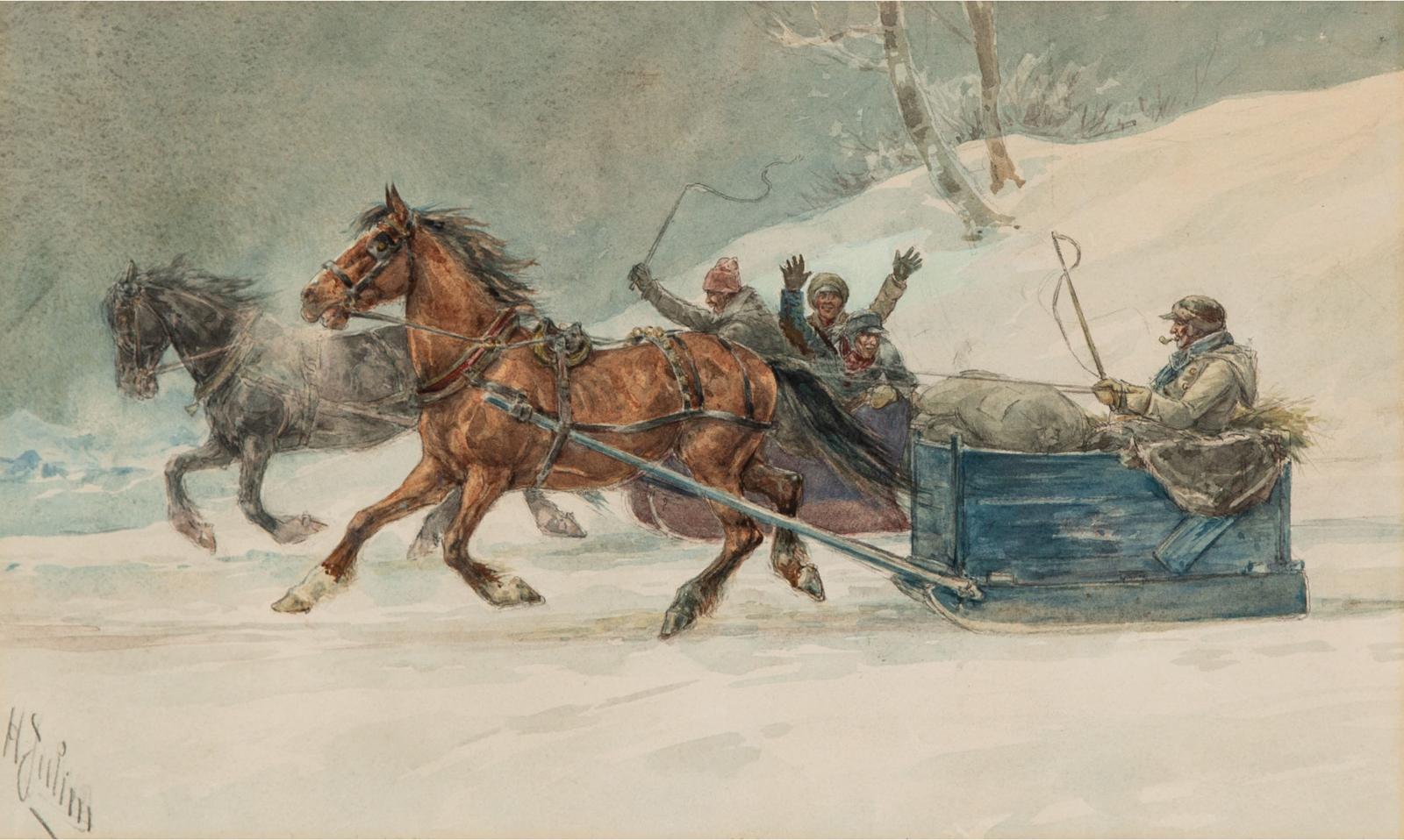 Octave Henri Julien (1852-1908) - Sledge Race