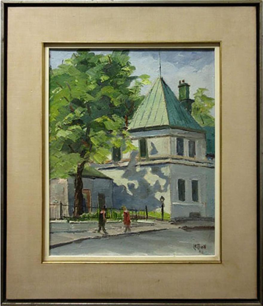 Maurice Lebon (1916-1998) - Sunlit Building With Passersby
