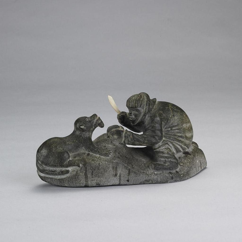 Tivi Ilisituk (1933-2012) - Inuk Feeding His Dog