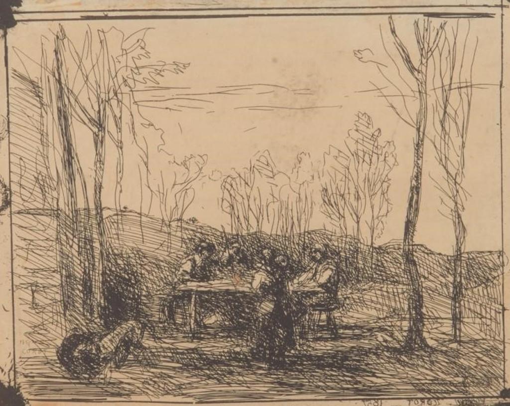 Jean-Baptiste Camille Corot (1796-1875) - Dejeuner dans la clairiérè (1857)