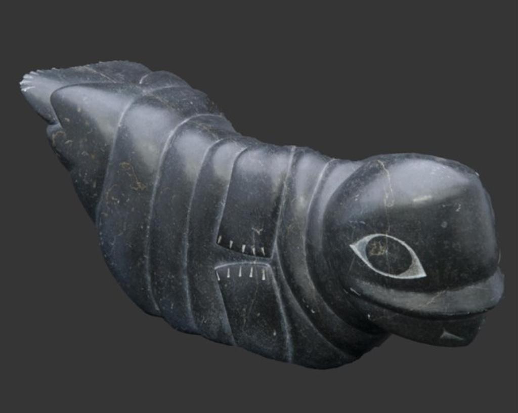 Tommy Ashevak (1931-1996) - Black stone carving of an ice worm