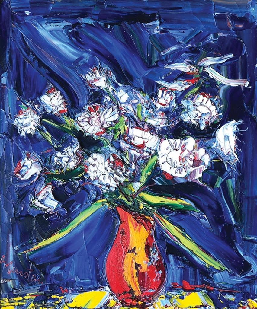 Samuel (Sam) Borenstein (1908-1969) - White Flowers and Dark Background