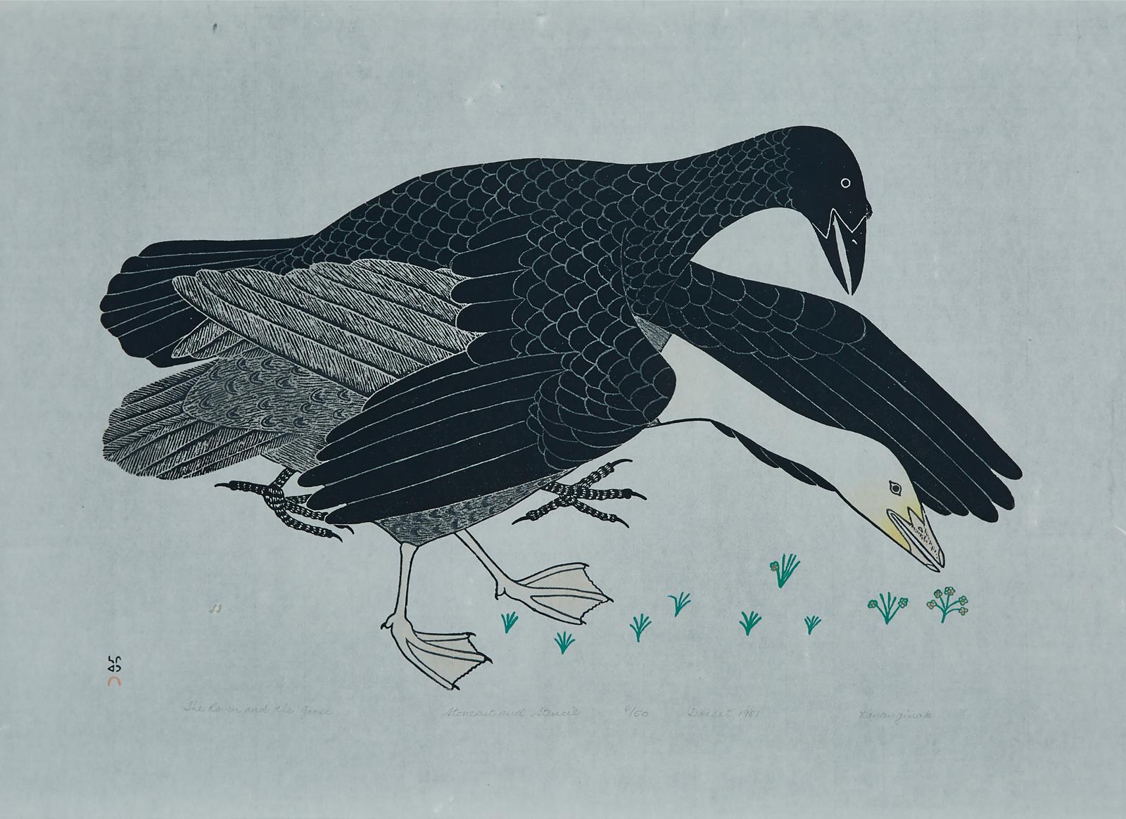 Kananginak Pootoogook (1935-2010) - The Raven And The Goose