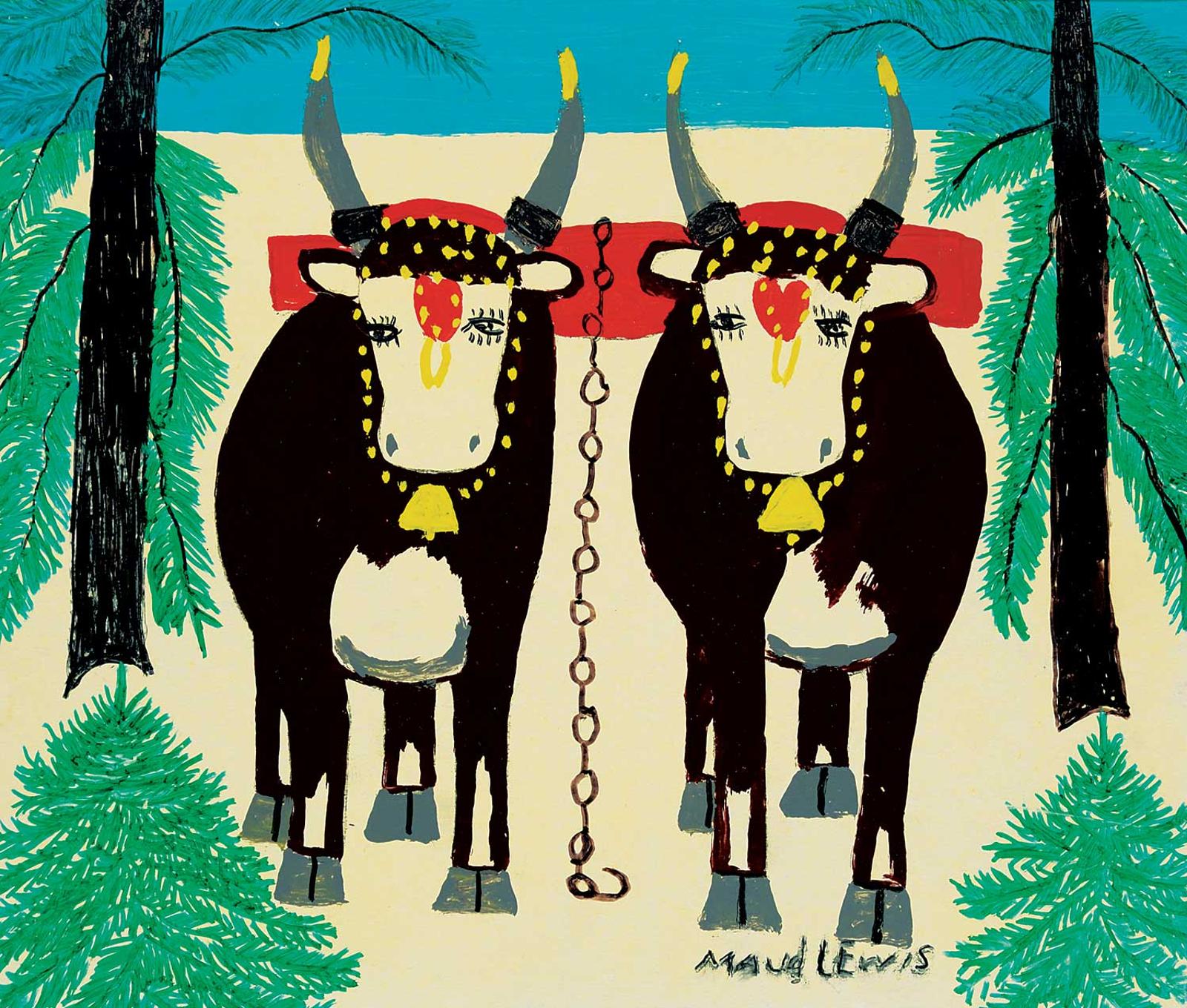 Maud Kathleen Lewis (1903-1970) - Pair of Oxen