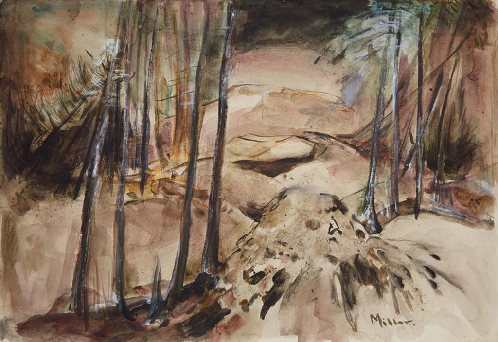 Alexander Samuel Millar (1921-1978) - Burnt Spruce in Hilly Landscape; Burnt Spruce; Abstract Forest; Burnt Spruce and Rocks