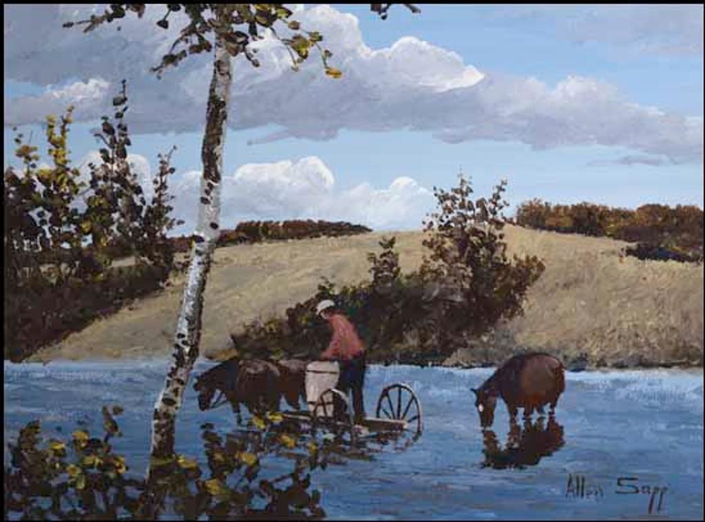 Allen Fredrick Sapp (1929-2015) - Horses Having a Drink