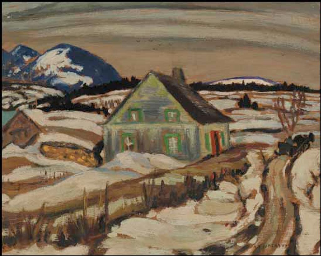 Alexander Young (A. Y.) Jackson (1882-1974) - French Canadian Farm, Les Éboulements / Quebec Village (verso)