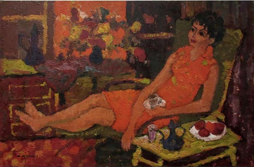 Wadie El Mahdy (1921-2001) - Woman In Orange Dress