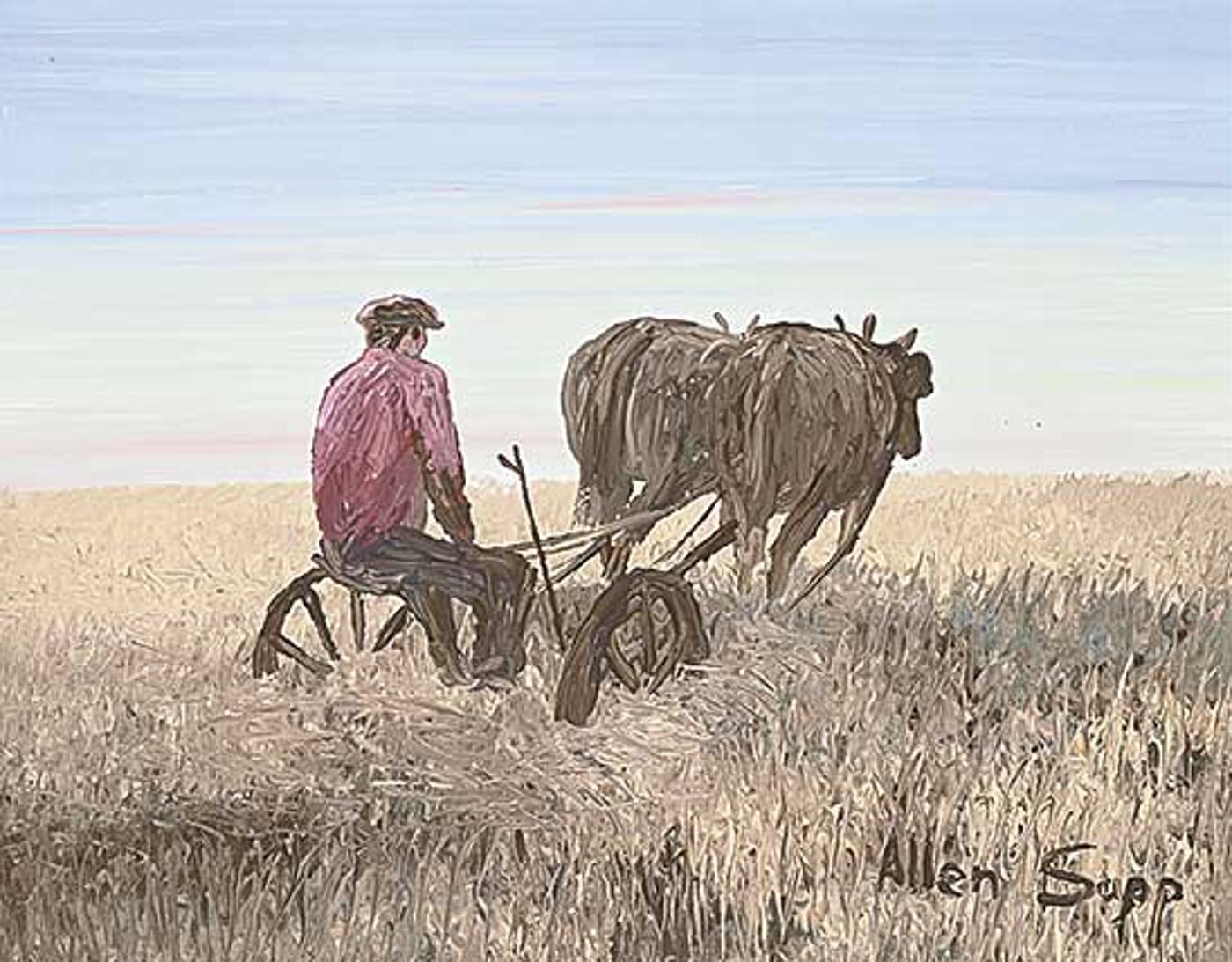 Allen Fredrick Sapp (1929-2015) - Cutting Hay at Sweetgrass Reserve