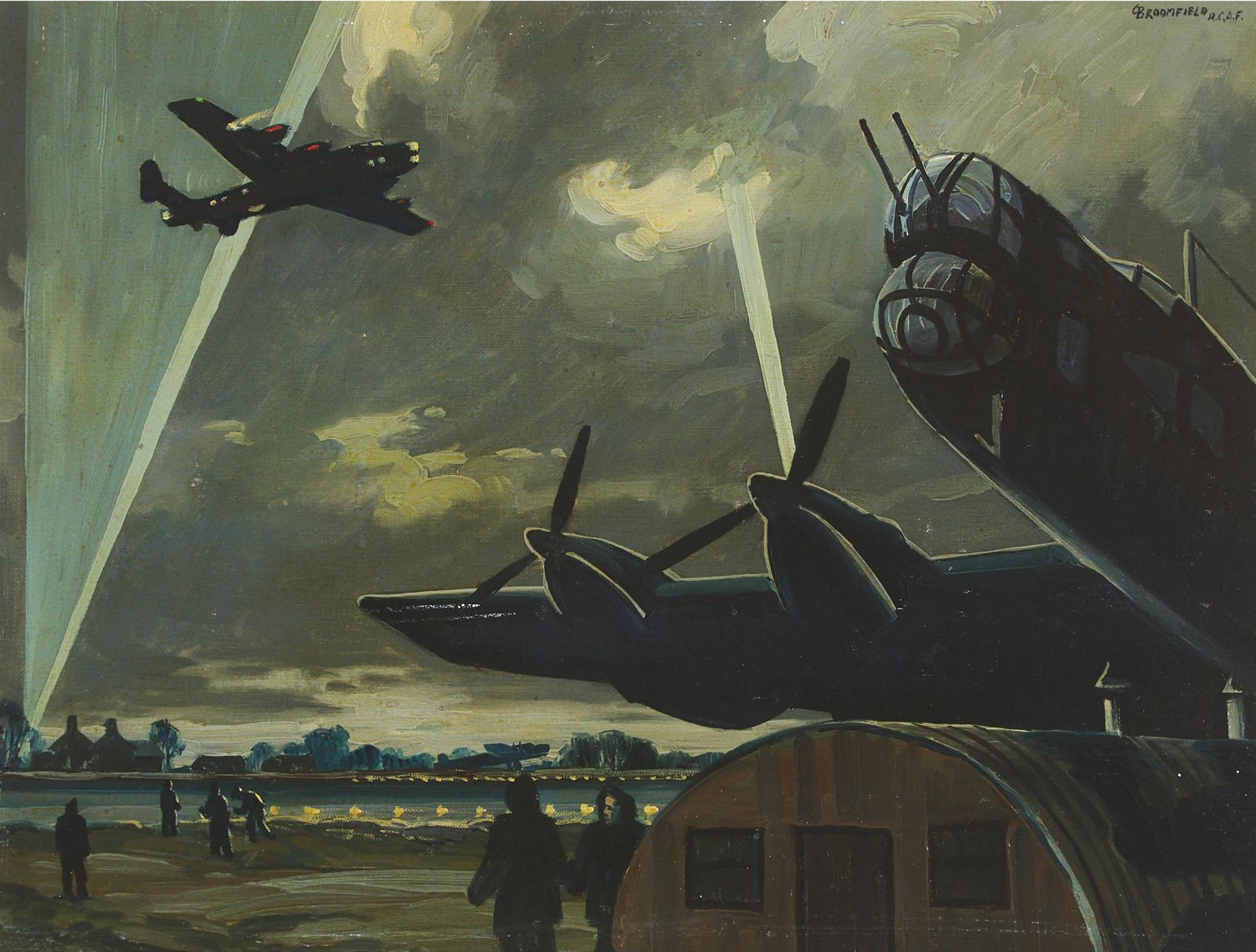 Adolphus George Broomfield (1906-1992) - Halifax Bombers Return To Top Cliffe Airfield After Raid On Berlin, 1943