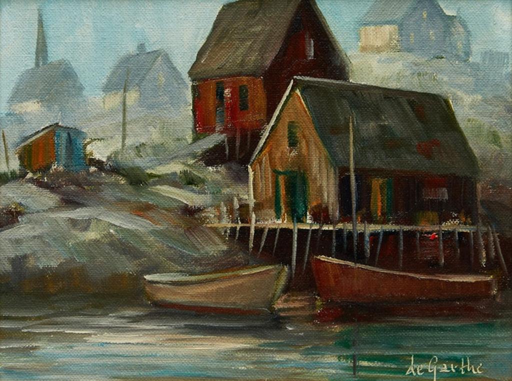 William Edward de Garthe (1907-1983) - Harbour Scene with Docked Boats