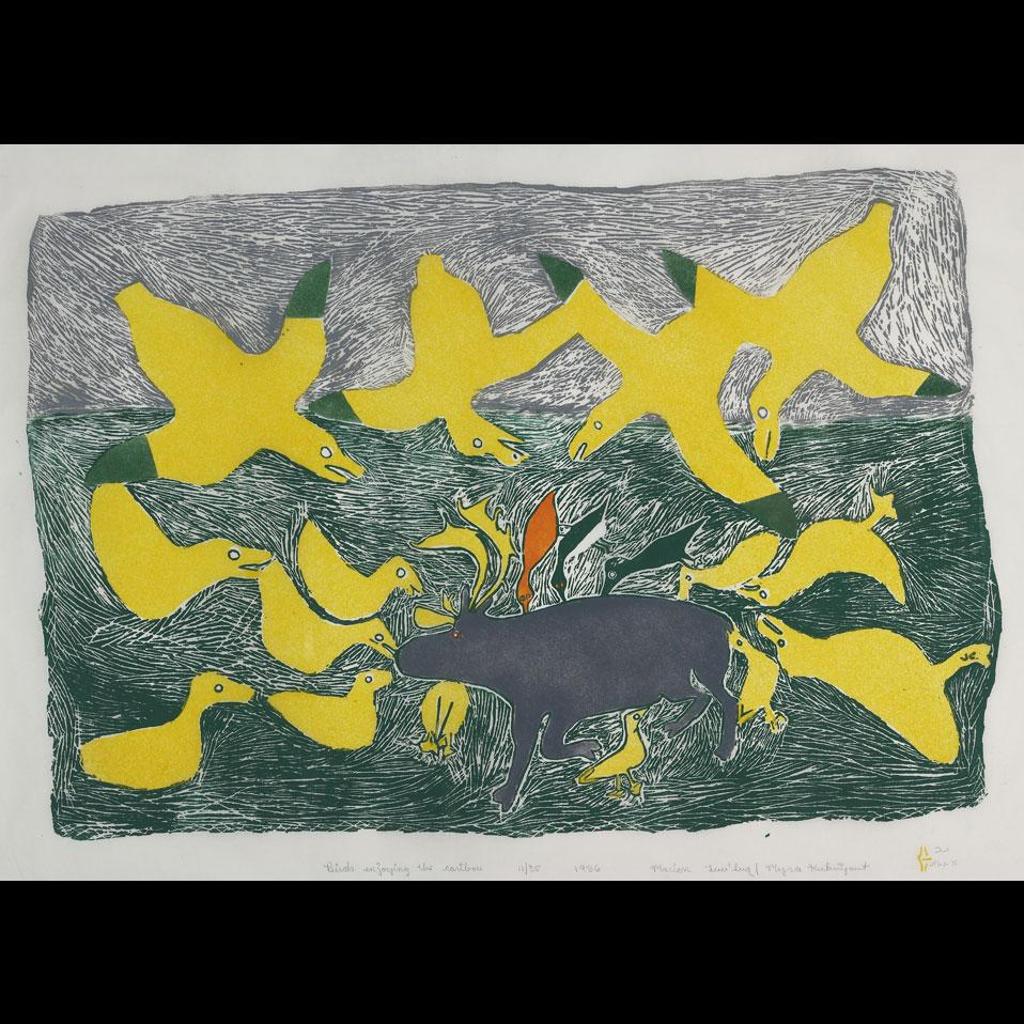 Marion Tuu'luq (1910-2002) - Birds Enjoying The Caribou