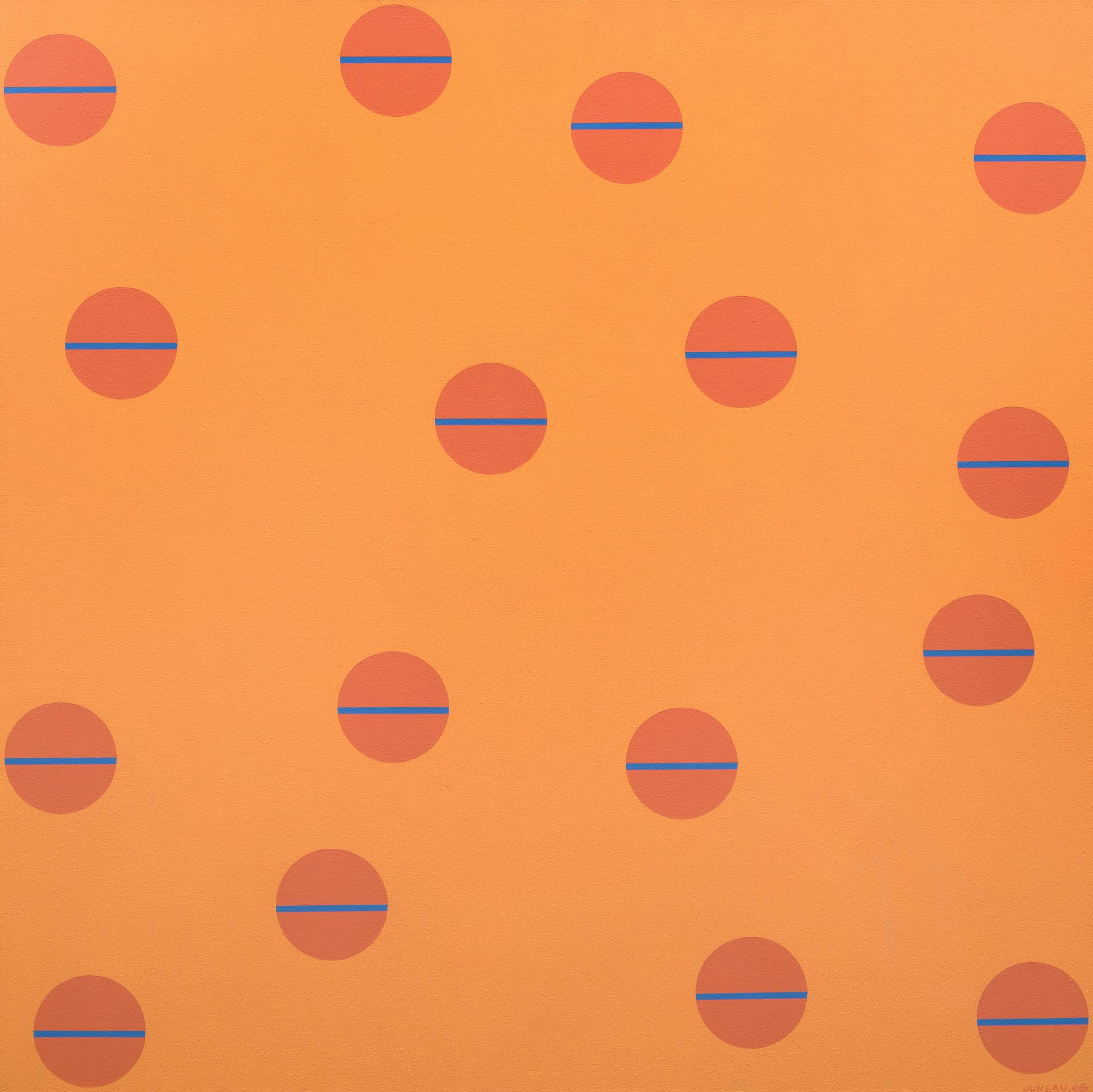 Denis Juneau (1925-2014) - Traits bleus sur orange, 1968