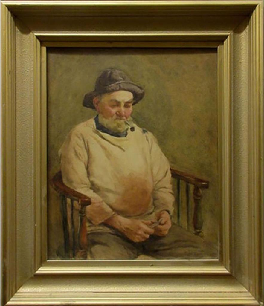 Frederick James McNarmara Evans (1859-1930) - Old Fisherman With Paring Knife