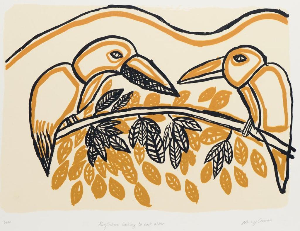 Nancy Cowan (1930-2015) - Kingfishers Talking to Each Other