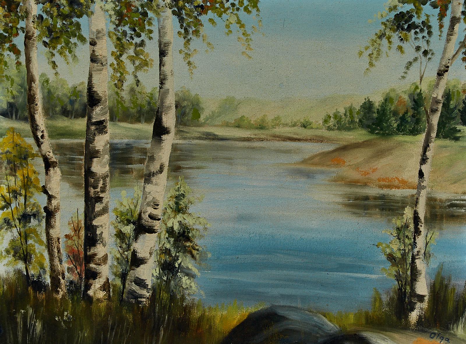 Grand Duchess Olga Alexandrovna (1882-1960) - White Birches (The Cove Of Lake Ontario Near The House Of Major Jim Rattray, Barrymede), Circa 1955