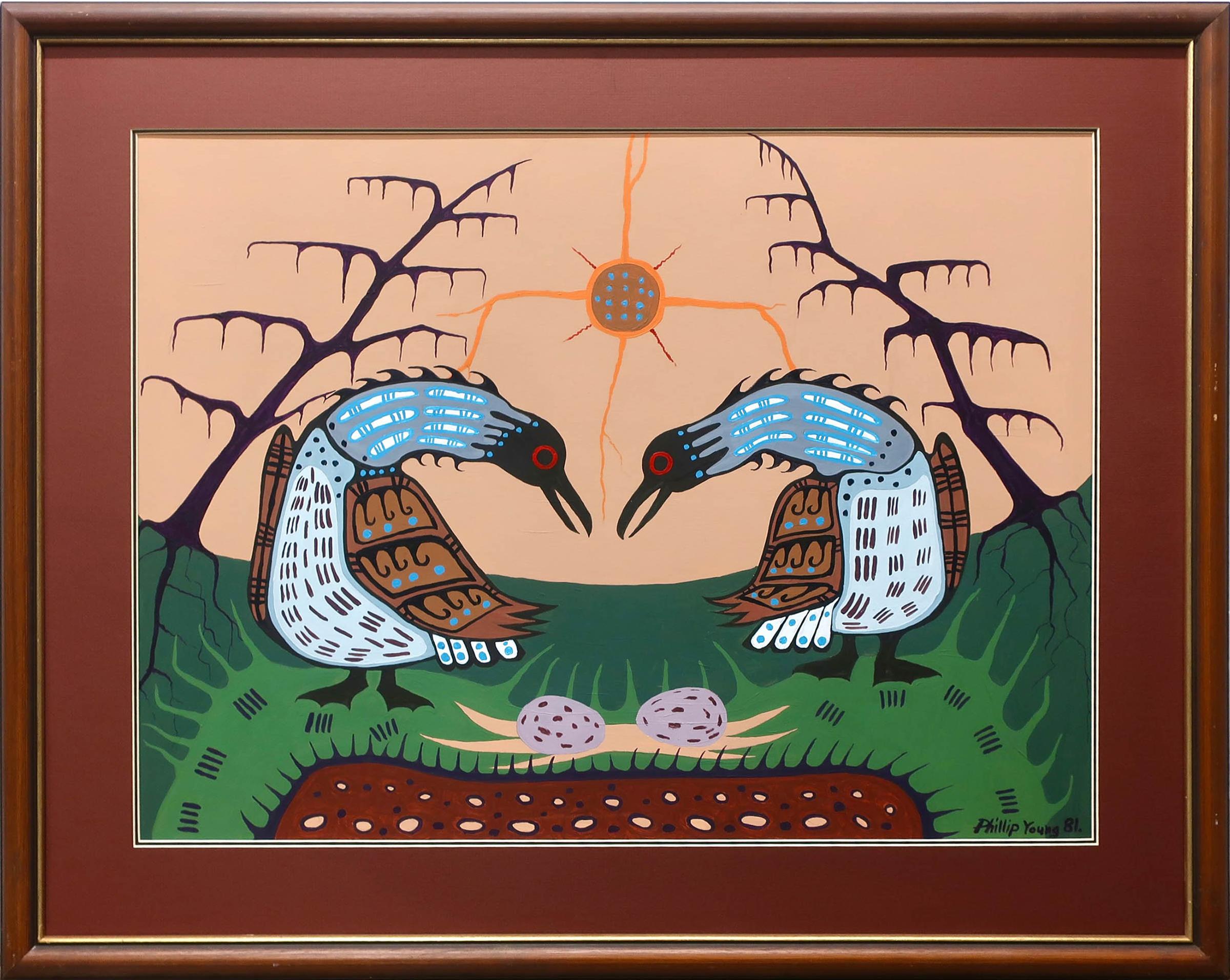 Phillip Young (1938-1993) - Untitled (Dancing Birds With Eggs)