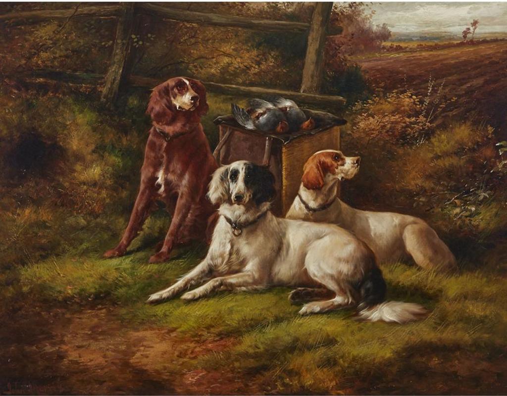 John W. Morris (1865-1924) - Retrievers Guarding The Catch