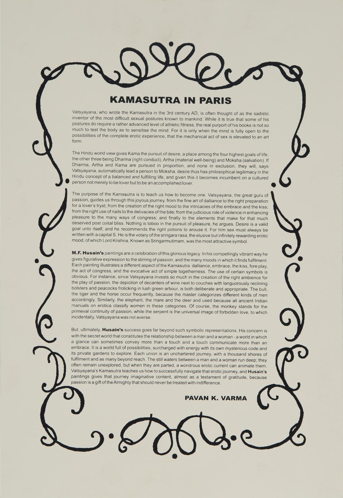 M.F. Husain (1913) - Kamasutra In Paris (Folio Of 40)