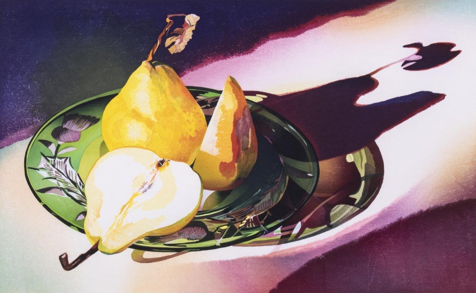 Mary Frances West Pratt (1935-2018) - Pears On A Green Glass Plate; 1998