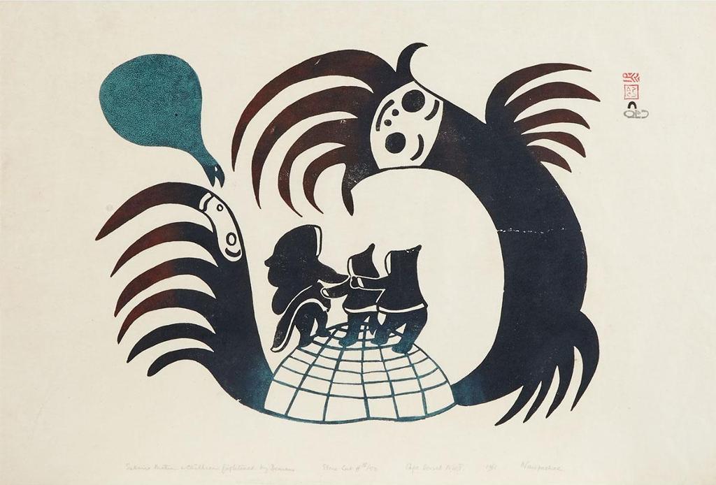 Napatchie Pootoogook (1938-2002) - Eskimo Mother Frightened By Demons