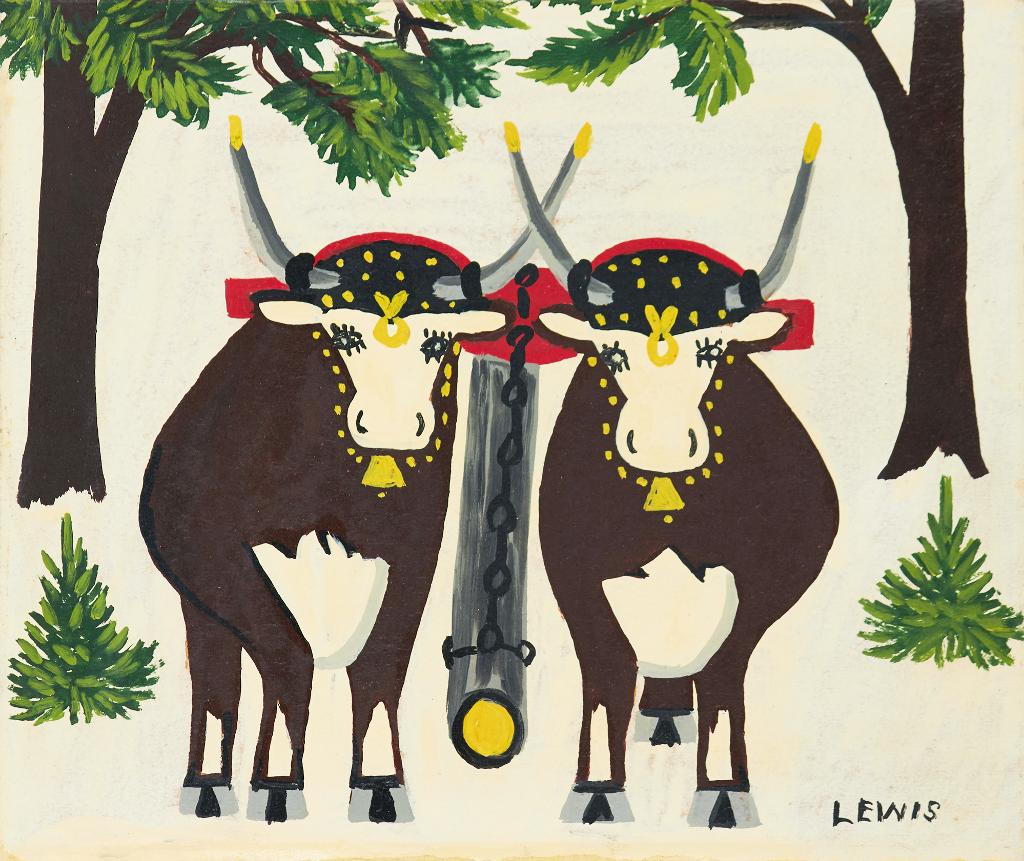 Maud Kathleen Lewis (1903-1970) - A Pair of Oxen in Winter
