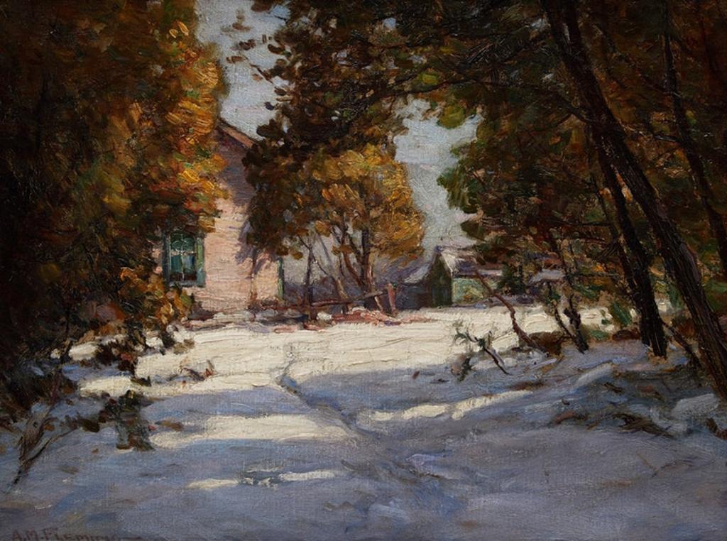Alexander M. Fleming (1878-1929) - Spruce and Winter Sunlight, Belfountain, Ontario