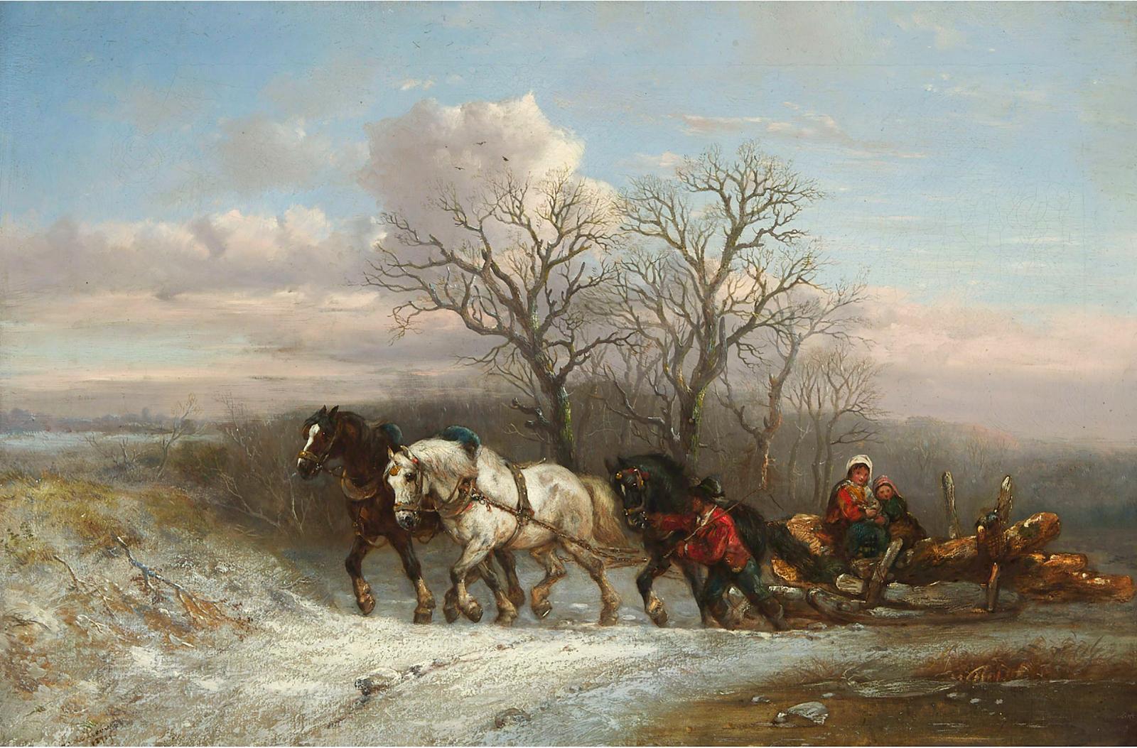Alexis de Leeuw (1848-1896) - The Logging Team, Winter, 1871