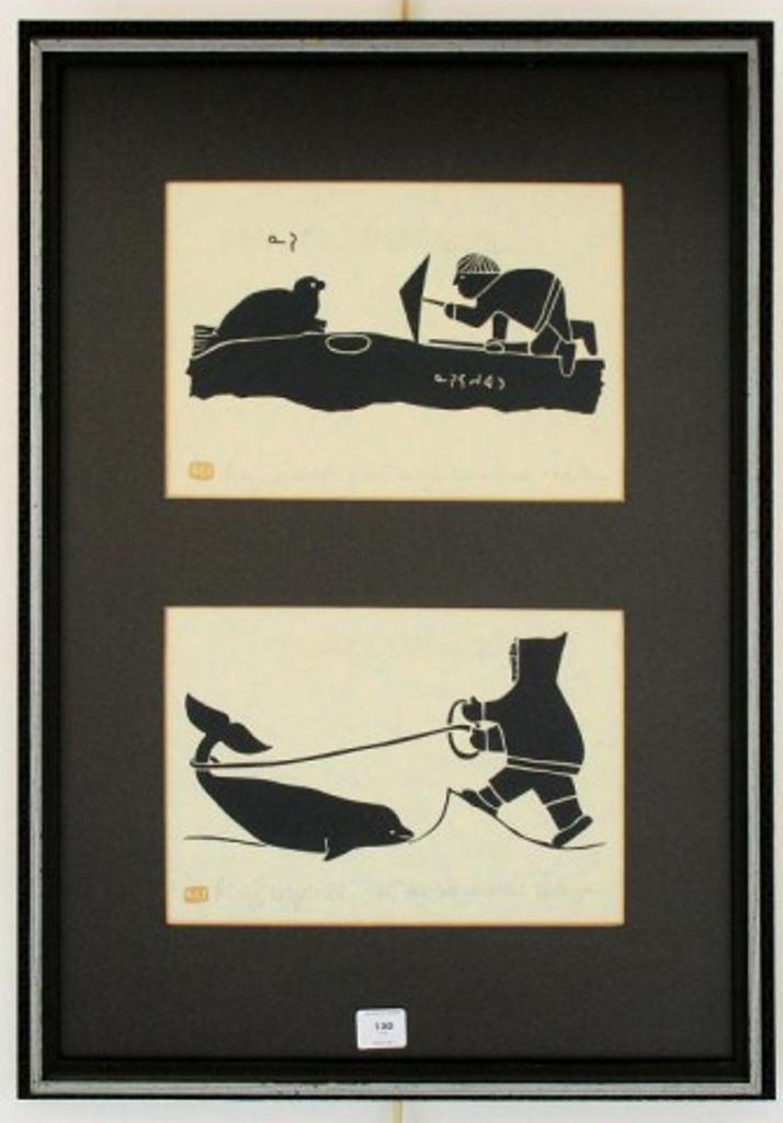 Henry Napartuk (1932-1985) - Three Inuit works of various hunting scenes- 8 prints contained in three frames