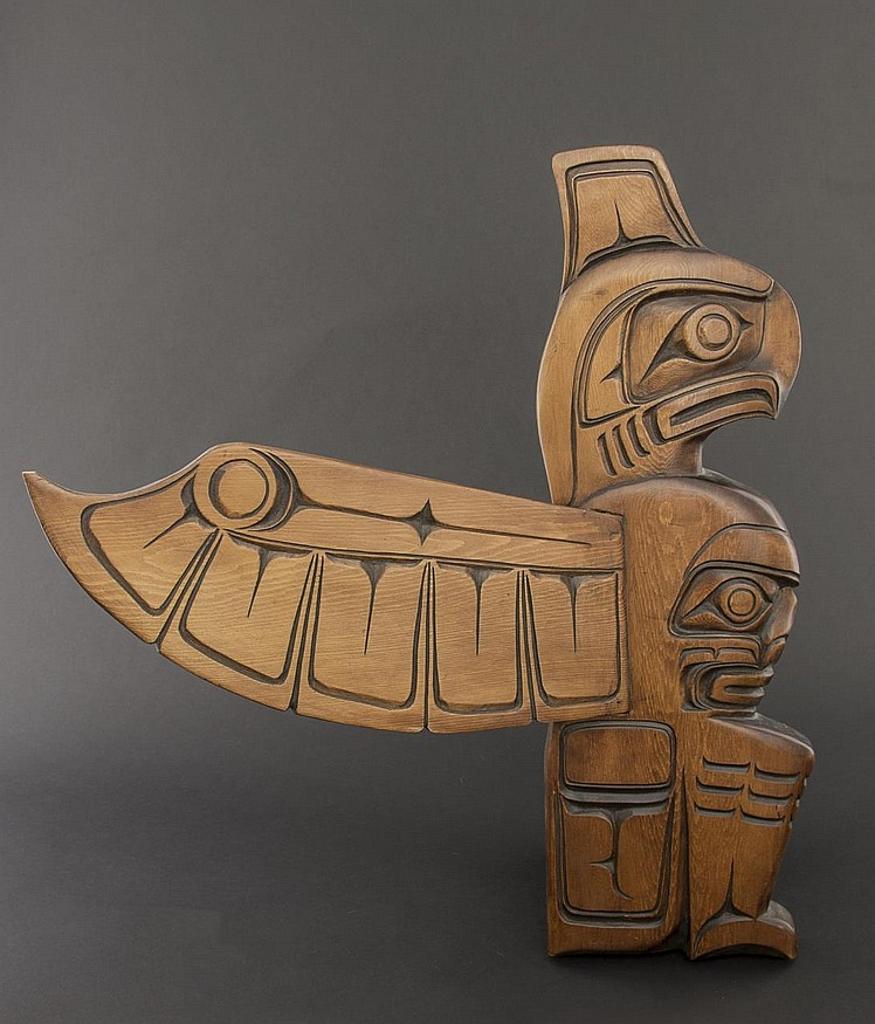 Ray Wadhams (1966) - a carved and stained cedar Thunderbird plaque
