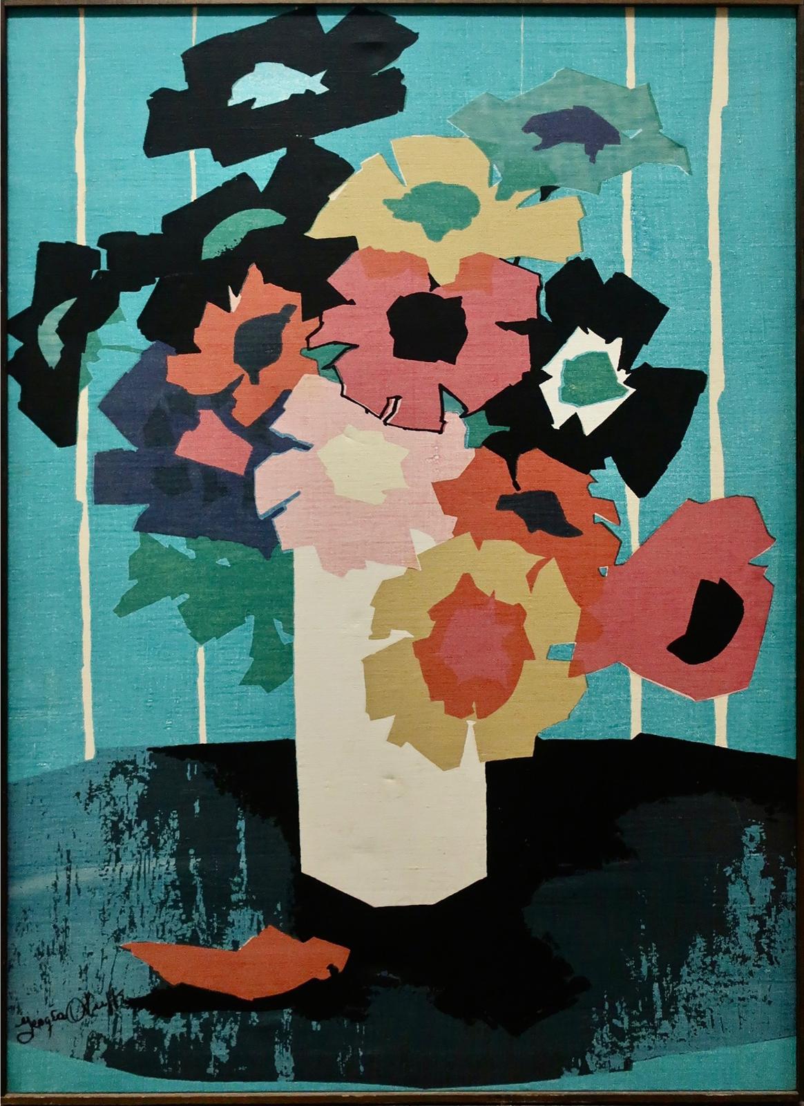 Georgia O'keeffe (1887-1986) - Poppies In A Beige Vase