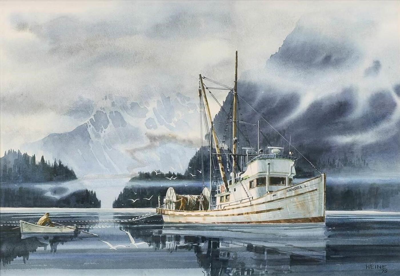 Harry Heine (1924-2004) - Herring Seiner, Near Ocean Falls; 1975