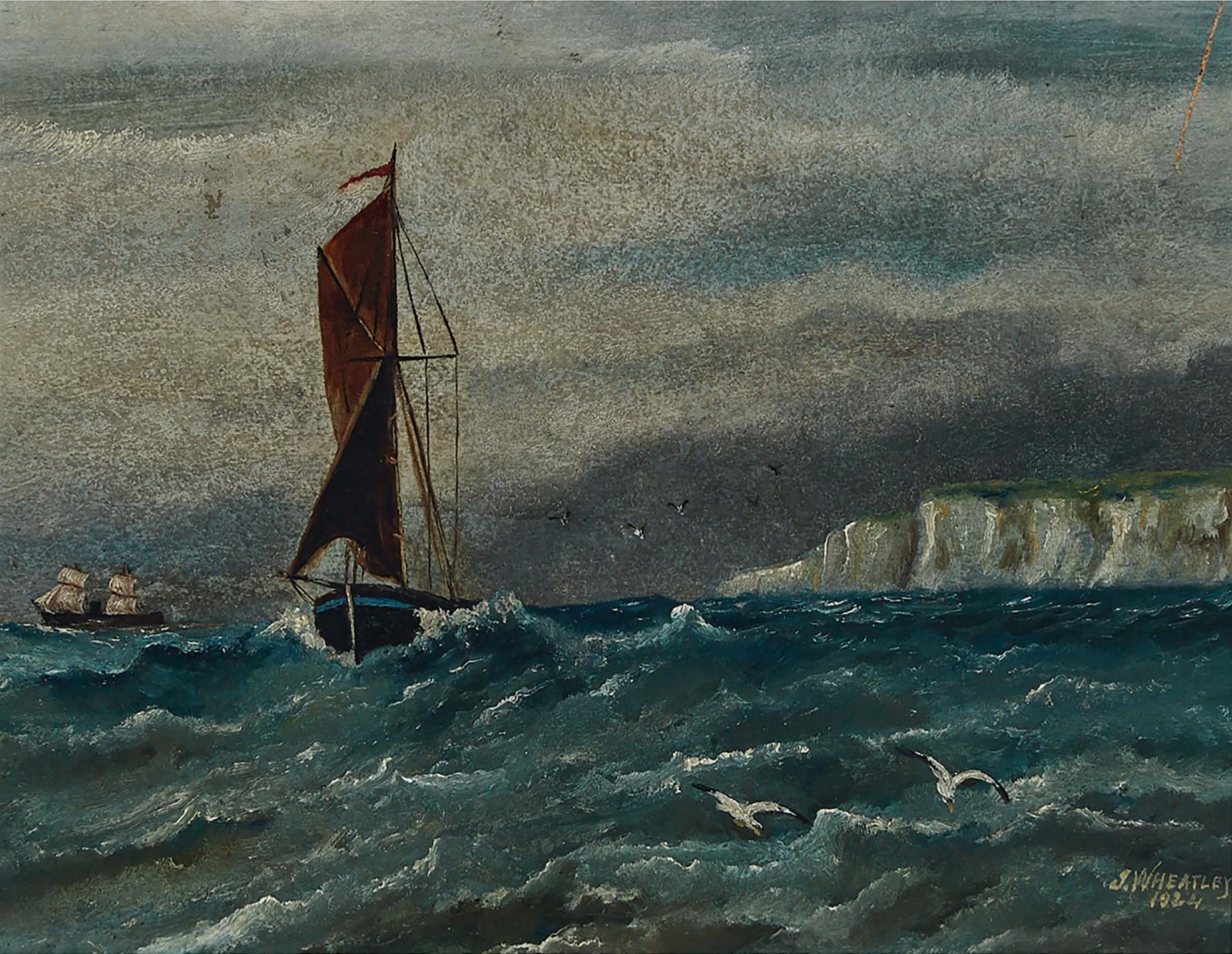 J. Or S. Wheatley - Sailboats Off The Cliffs Of Dover, 1924