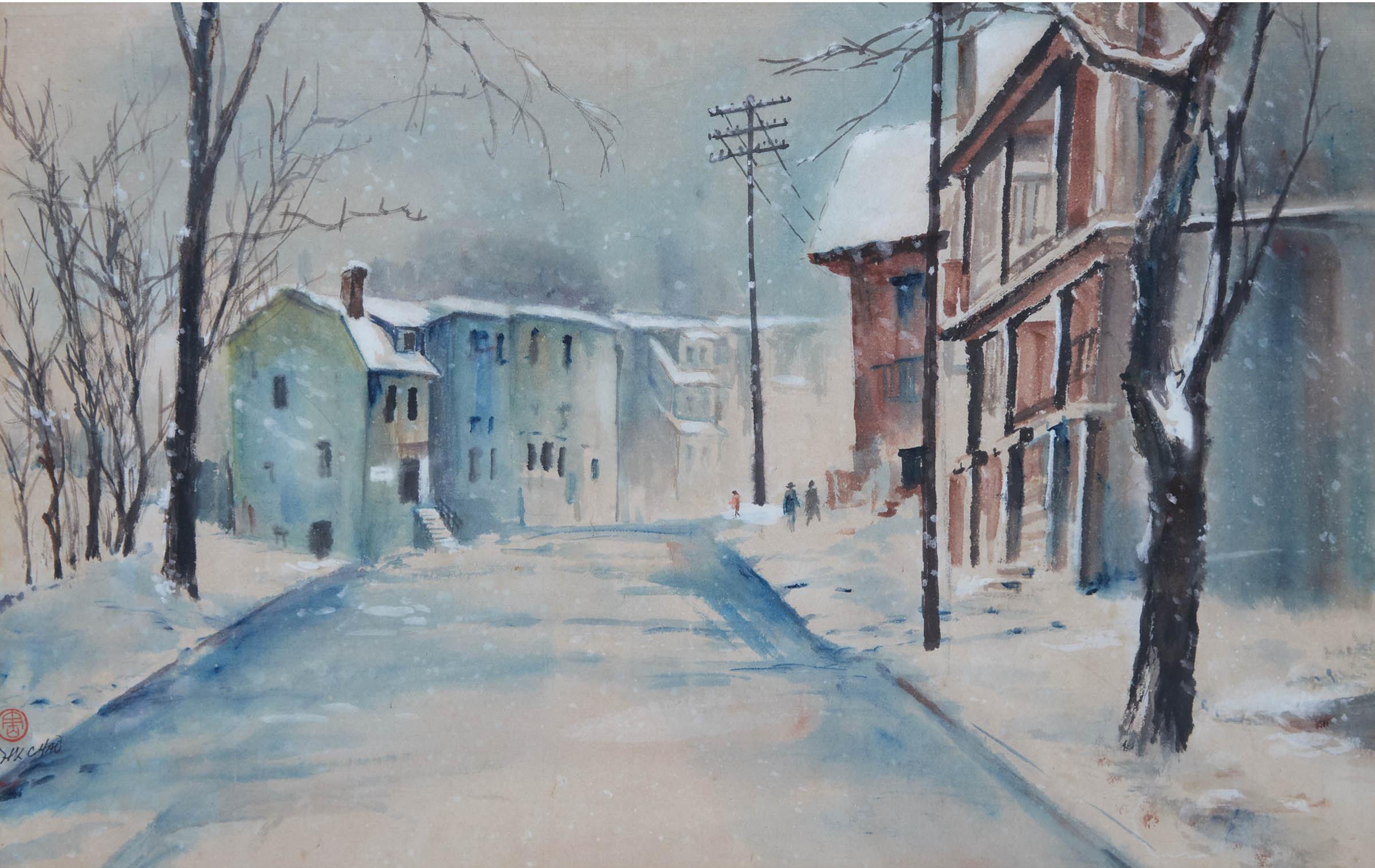 Edwin H. K. Chau - Untitled (Winter Street Scene)