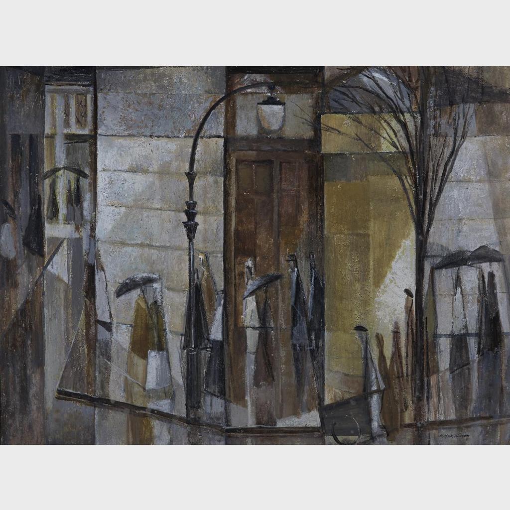 Ronald York Wilson (1907-1984) - Untitled Street Scene With Figures Carrying Umbrellas, Possibly Paris