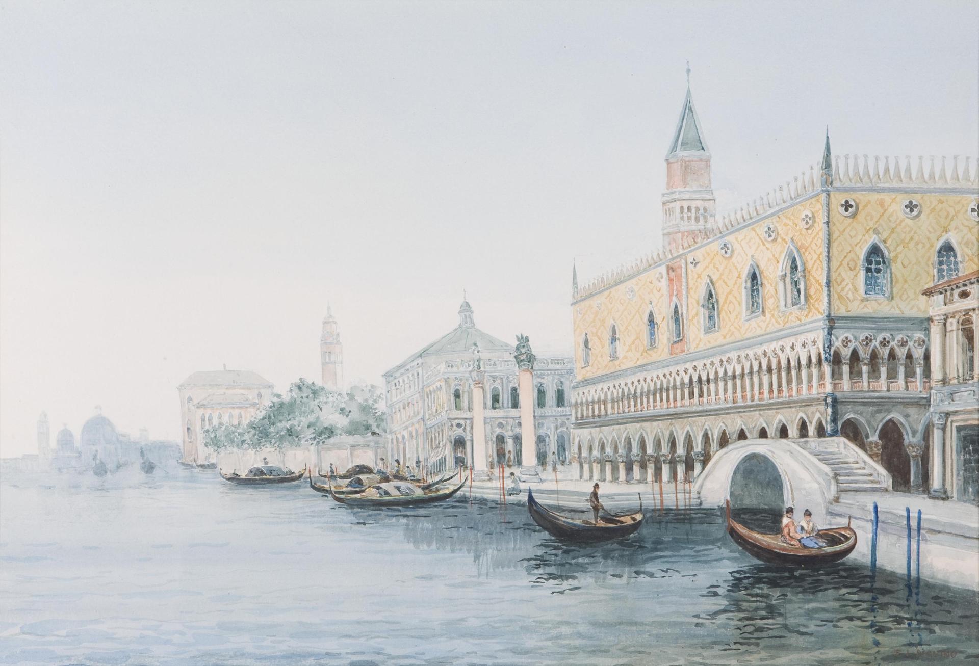 F.J. Seguino (1920) - The Molo, Venice; Piazza San Marco; Rialto Bridge