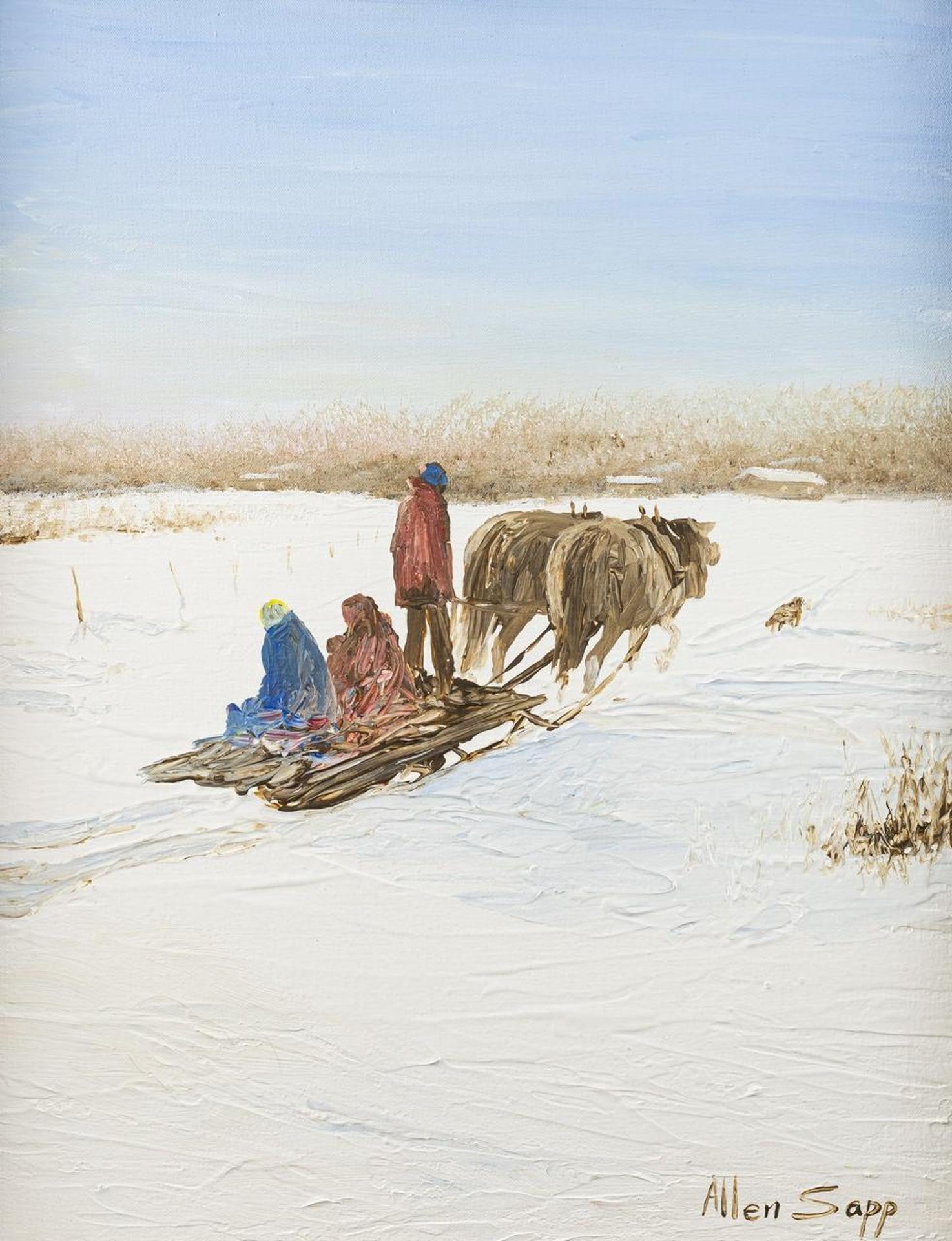 Allen Fredrick Sapp (1929-2015) - Two Sisters Riding in Open Sleigh