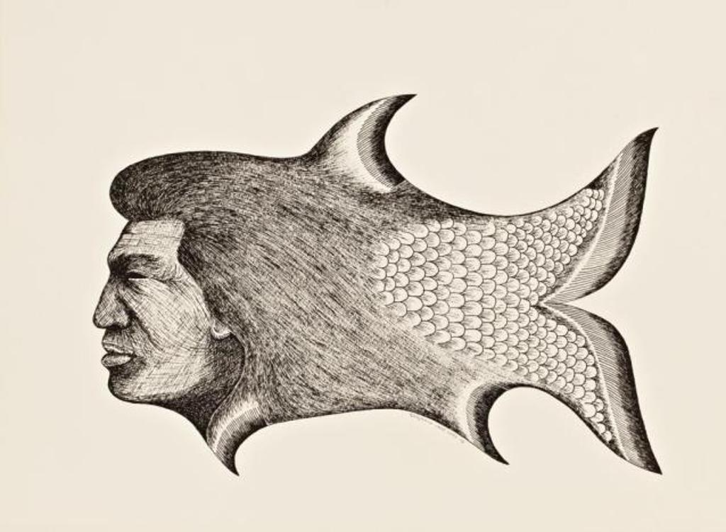 Benjamin Chee Chee (1944-1977) - Ojibwa, Fish with Human Face, 1973