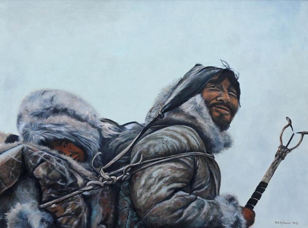 Peter E. Robinson (1928-1995) - Inuit Hunter With Child; 1978