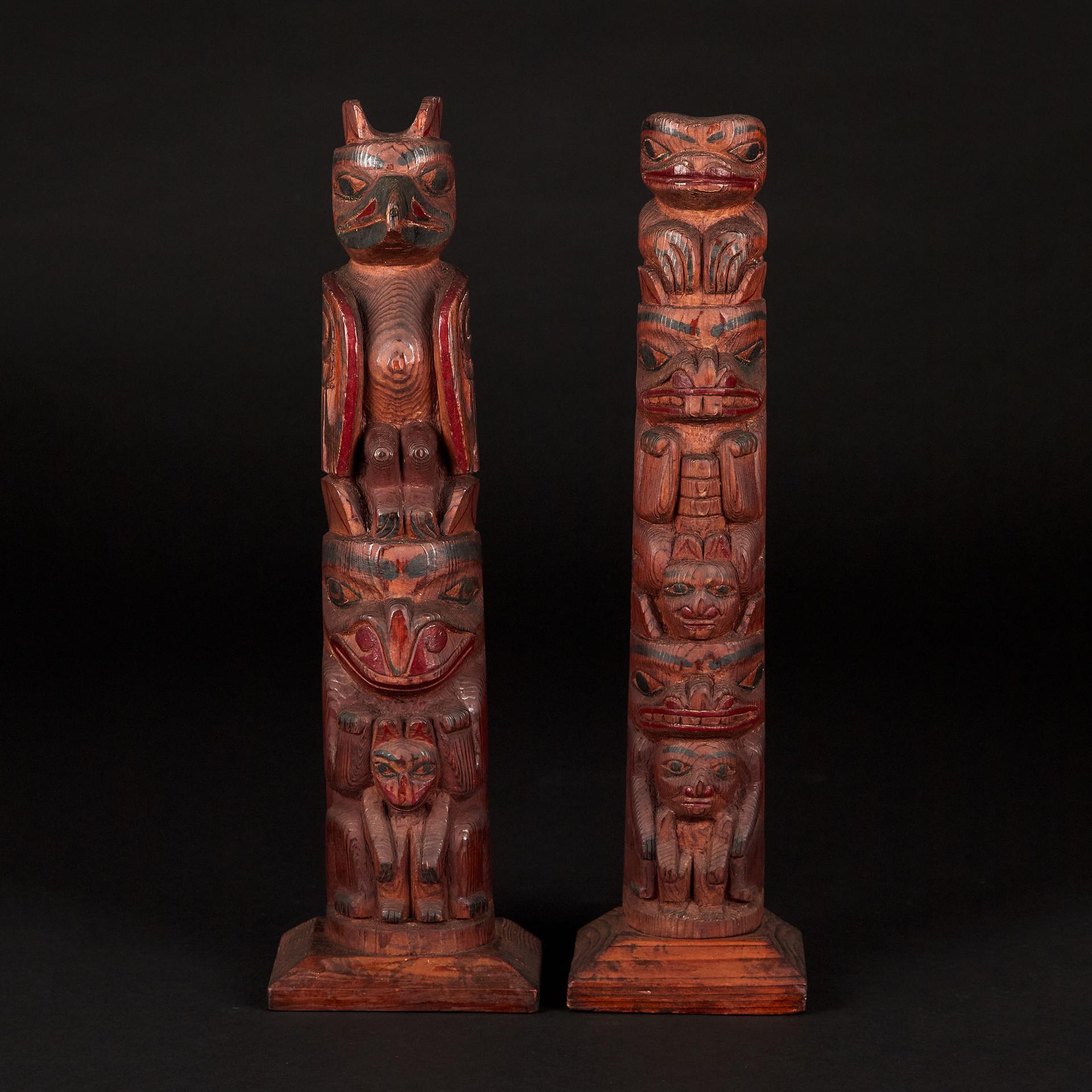 Robert Ridley - Pair Of Model Totem Poles