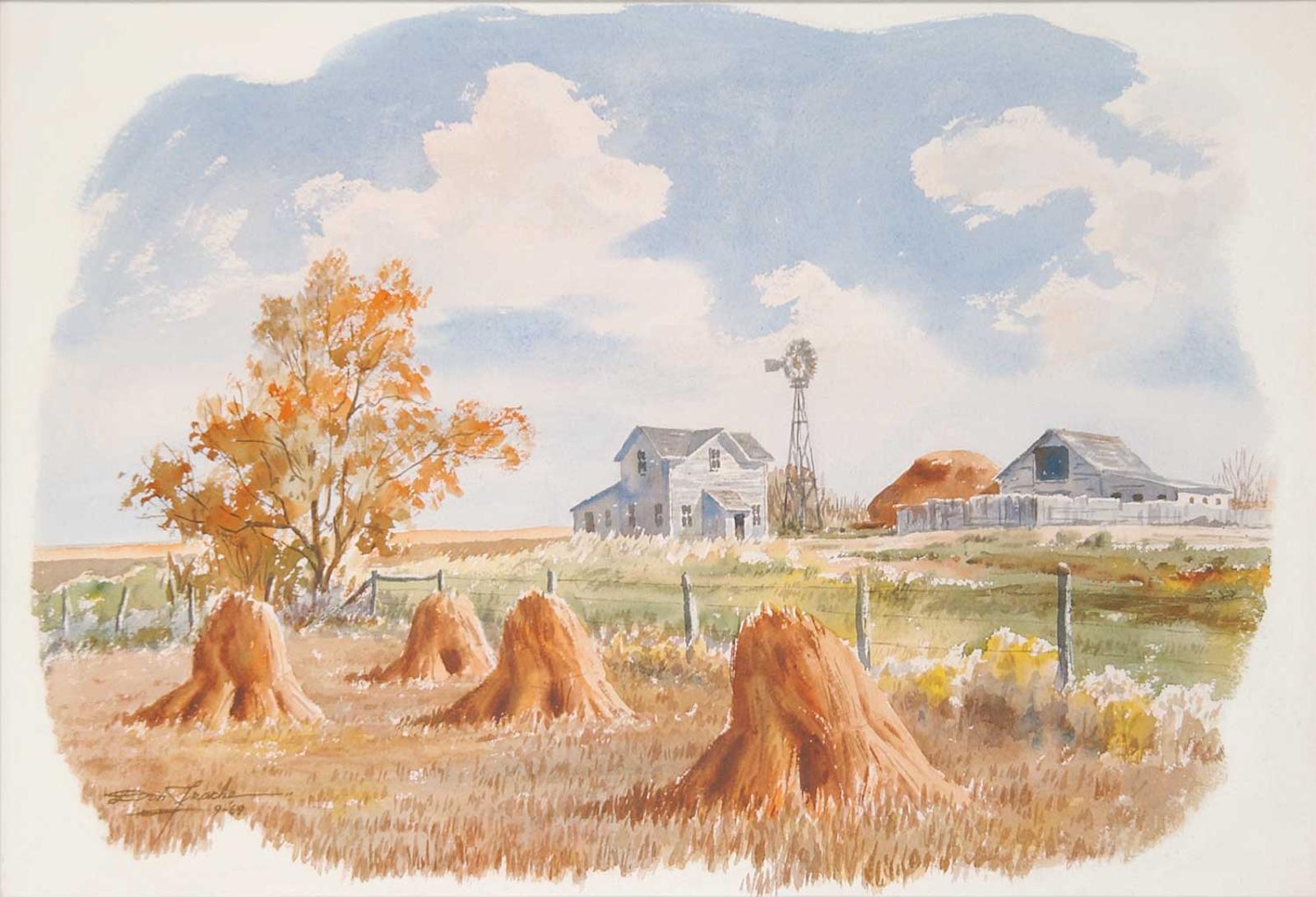 Donald Alwin (Don) Frache (1919-1984) - Untitled - Fall Stooks