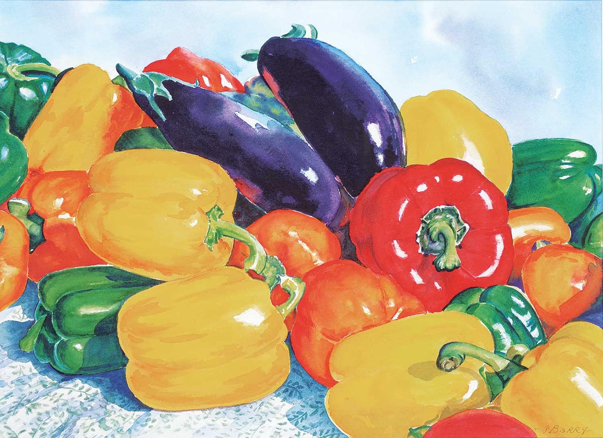 June Barry - Untitled - Aubergine and Peppers