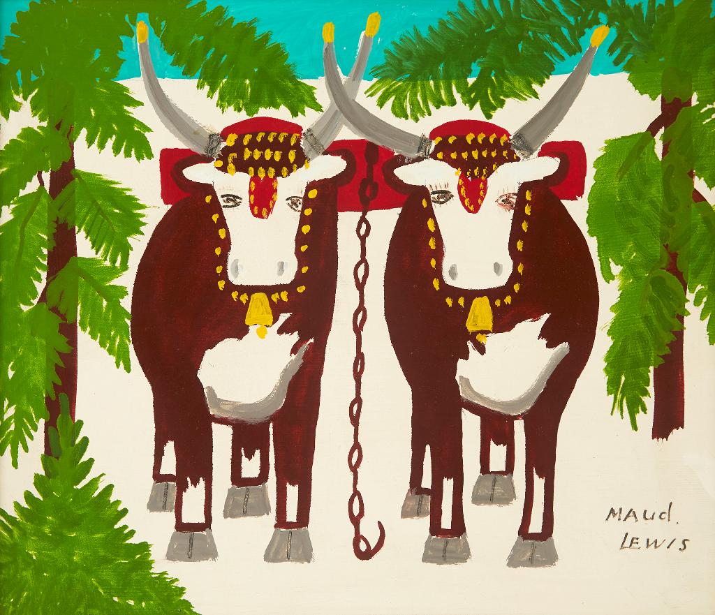 Maud Kathleen Lewis (1903-1970) - Pair of Oxen in Winter